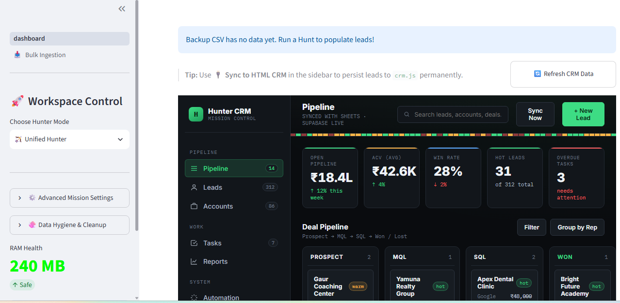 Lead Hunter — Autonomous Sales Acquisition Multi-Agent Swarm — main screenshot