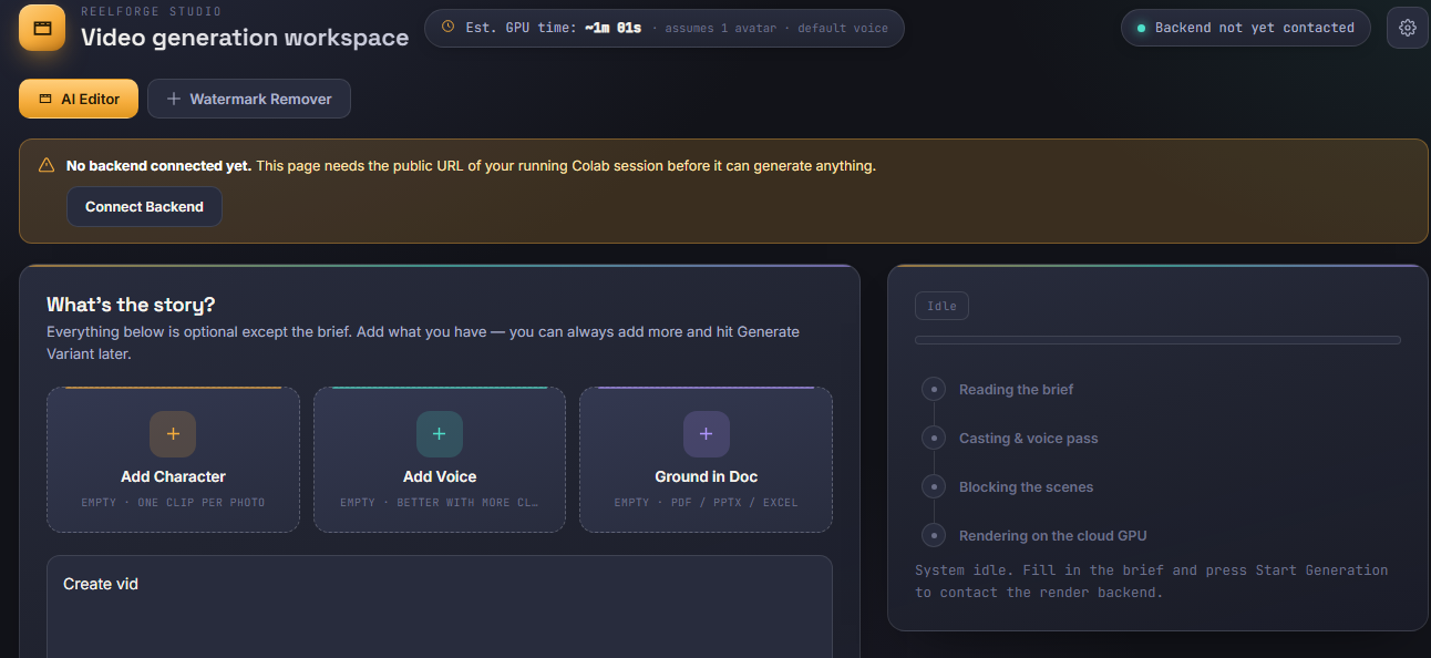 ReelForge — In-House AI Video Studio — project cover